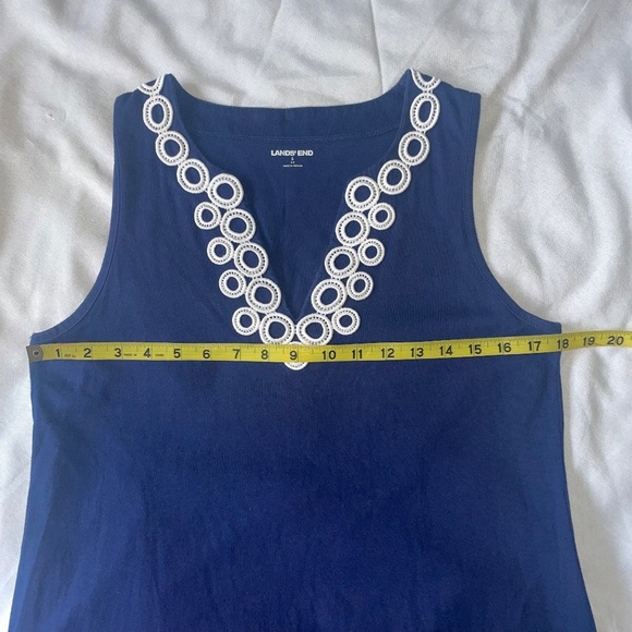 Lands' End Womens Navy Cotton Jersey Embroidered Swim Tunic Cover Sz Small(6/8) - Picture 5 of 8